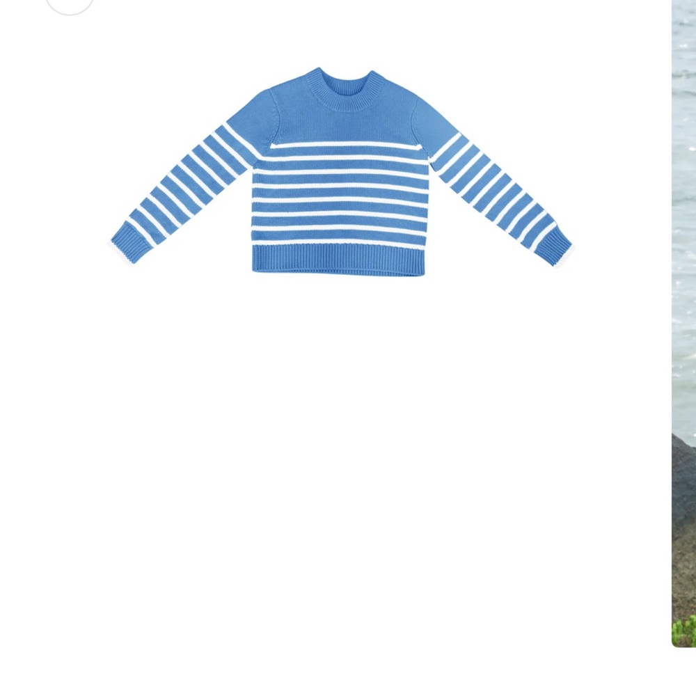 Blue Striped Crew Neck Sweater